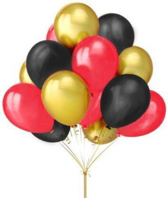 Tejal Trader Solid BALJ26 Balloon(Black, Red, Gold, Pack of 51)
