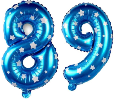 Angolalark Solid Blue Foil Number 89 Letter Balloon(Blue, Pack of 1)