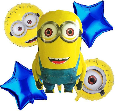Choice Corner Printed Happy Birthday Minion Kids Birthday Theme Party Decoration Foil Balloons Balloon(Yellow, Pack of 5)