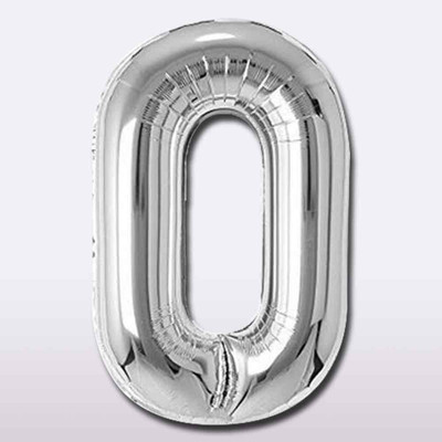 Party Parindey Solid Zero Number Foil Rose Gold Modern kids/Adults Party item Birthday Anniversary Balloon(Silver, Pack of 1)