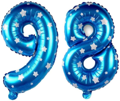 Angolalark Solid Blue Foil Number 98 Letter Balloon(Blue, Pack of 1)