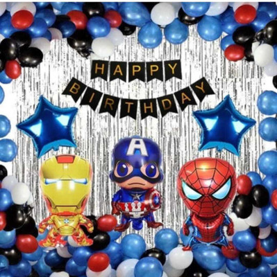 Stylin Solid Foil Superheros Marvel Decoration Avengers Birthday Theme Letter Balloon(Blue, Pack of 50)