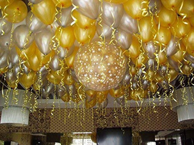Tejal Trader Solid Metallic HD Toy Balloons Silver & Golden Balloon(Gold, Silver, Pack of 50)