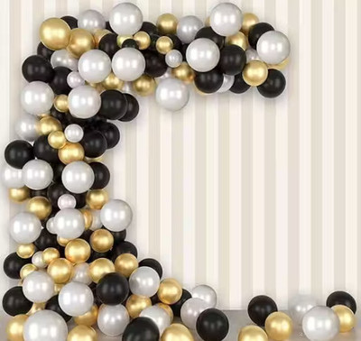 PARTY BREEZE Solid Balloons For Birthday anniversary new year party Decorations Balloon(Gold, White, Black, Pack of 50)