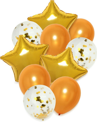 Tejal Trader Solid Birthday Numbers Solid RoseGold '35' number Balloon(Gold, Pack of 10)