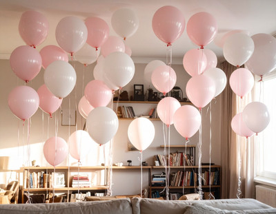SKYWINS Solid Pastel Pink and White Balloons Pack of 100 | 12 Inch Latex Party Decoration Balloon(Pink, White, Pack of 100)