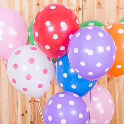 Hippity Hop Printed Polka Dot Spotty Balloon For Party Decoration, anniversary, birthday, engagement Balloon(Multicolor, White, Blue, Red, Orange, Pack of 10)