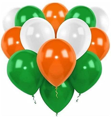 Bloomsevent Solid Tricolour Patriotic Party Balloons | Independence Day / 15th August Decoration Balloon(Orange, White, Green, Pack of 51)