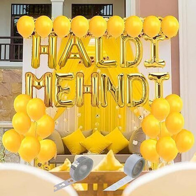 ARV Solid Haldi Mehndi Decoration Items for Marriage At Home Set of 2 combo Balloon(Yellow, Pack of 2)