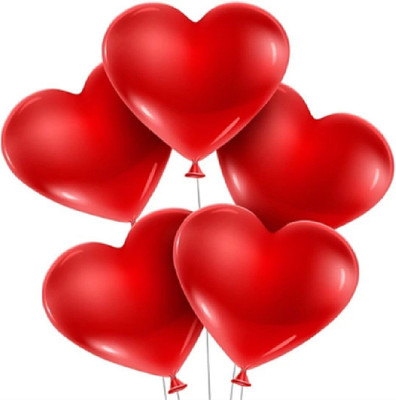 Kaliram & Sons Solid SUPPER PREMIUM QUALITY OF RED HEART SHAPE 50 LARGE SIZE BALLOONS Balloon(Red, Pack of 50)