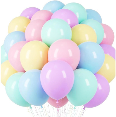 Event Vibe Solid 60 Pcs Premium Pastel Balloons Balloon(Multicolor, Pack of 1)