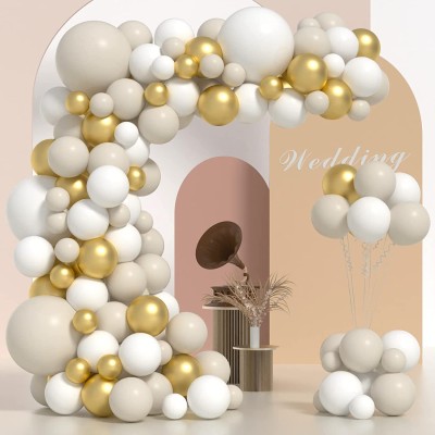 Rozi Decoration Solid Golden & White Balloons Garland for Birthday, Wedding, Anniversary Decorations Balloon Bouquet(Gold, White, Pack of 71)