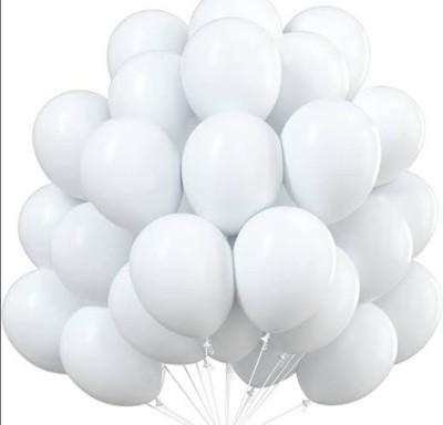 RAI ENTERPRISES Solid 50 pcs white HD Mettalic Balloon Balloon(White, Pack of 50)