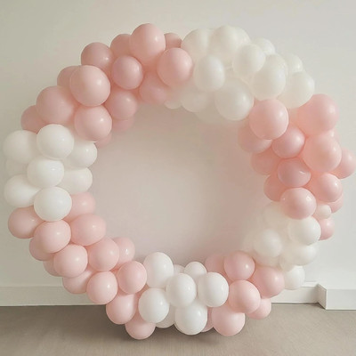 Tejal Trader Solid Pastel Birthday Decoration Item Balloons - White & Pink Balloon(Multicolor, Pack of 100)