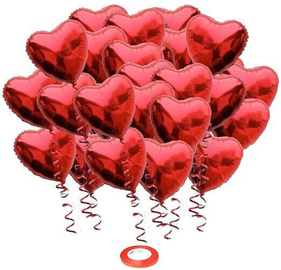 Tejal Trader Solid Red Heart Shape 50 Balloons for Birthday Party Decoration Kit Balloons Balloon(Red, Pack of 50)