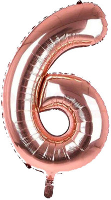 Party Parindey Solid 6/Six Number Foil Rose Gold Modern kids/Adults Party item Birthday Anniversary Letter Balloon(Brown, Pack of 1)