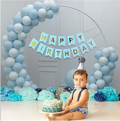 FLIPZONE Printed Birthday Decoration Kit for Boys – 53 Pcs Blue and White Balloons Balloon(Multicolor, Pack of 57)