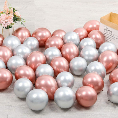 SOI Solid 100 pcs Rose Gold and Silver Balloons for Birthday decoration Anniversary Balloon(Multicolor, Pack of 100)