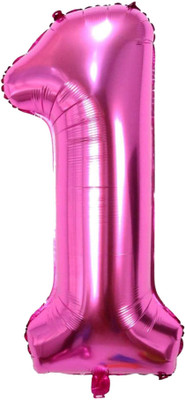 Party Parindey Solid 1/One Number Foil-Modern kids/Adults Party item Birthday Anniversary Balloon(Pink, Pack of 1)