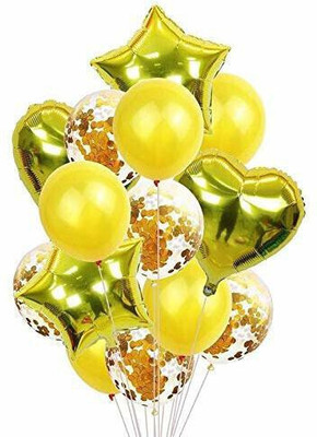 Tejal Trader Solid Colourful Helium Balloon- 1631 Gold Letter Balloon(Gold, Pack of 14)