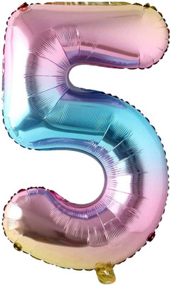 Décor Mantra Solid 5 Five number foil balloon birthday anniversary items for boy girl Letter Balloon(Multicolor, Pack of 1)