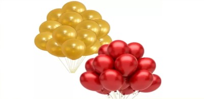 RSA enterprises Solid RED & GOLD METALIC BALLONS Balloon(Red, Gold, Pack of 50)