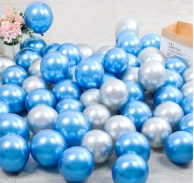 Mosclue Solid Hd/Metalic 50 Balloons Blue And Silver For Kids/Adult/Party/Birthday Decorations Balloon(Blue, Silver, Pack of 50)