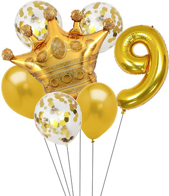 Kapoor stores Solid Nine Number Balloons Set of 7 Pcs Balloon(Gold, Pack of 7)