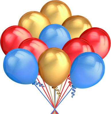 Tejal Trader Solid Prty Balloons Metallic HD Birthday Anniversary(Gold_Red_Blue) Balloon(Multicolor, Pack of 100)