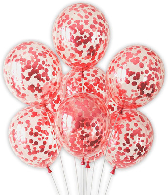 Rimis Solid Red Confetti Balloon for Decoration - Birthday, Anniversary, Mehndi, Party Balloon(Red, Pack of 20)