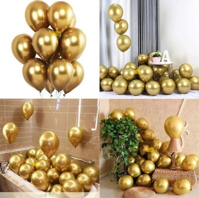 Tejal Trader Solid New-01-trader-moseclue golden 100 Balloon(Gold, Pack of 100)