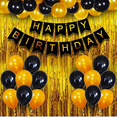 IHS Solid Birthday Decoration kit Balloon(Gold, Pack of 34)