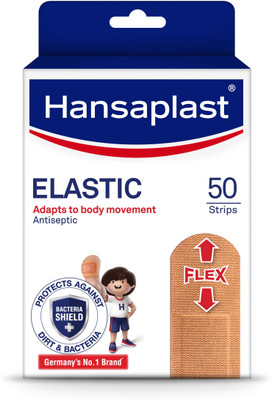 HANSAPLAST Antiseptic Elastic Bandage | 50 Strips | Water repellant | 3X Strechable Adhesive Band Aid(Set of 1)