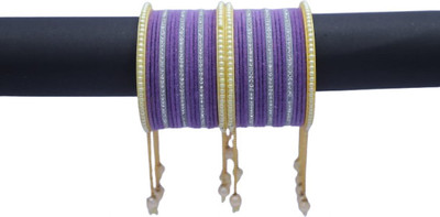 Asmrtbcraft Metal Cubic Zirconia Gold-plated Bangle Set(Pack of 10)