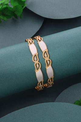 Divastri Brass Diamond Gold-plated Bangle Set(Pack of 2)