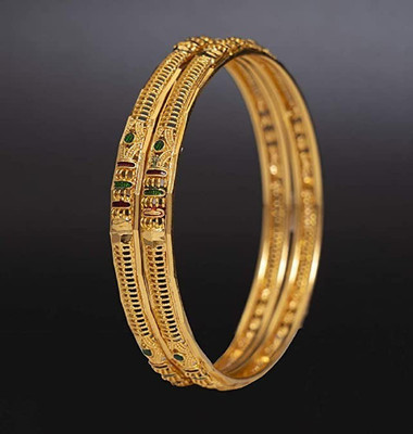 CM FASHIONS Copper Gold-plated Bangle Set(Pack of 2)