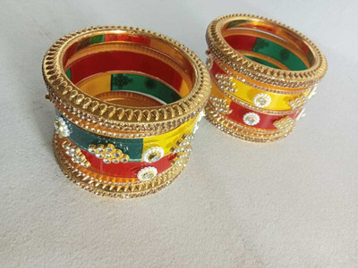 PARRAMBHA SANIRA Stone Crystal Enamel Bangle Set(Pack of 2)
