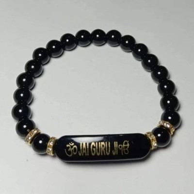 GURU JI CREATION Rubber, Plastic, Black Obsidian Bracelet Set(Pack of 12)