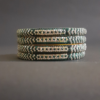 J2N2 Brass Crystal Bangle Set(Pack of 4)
