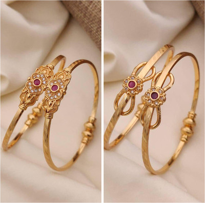 brado jewellery Brass Diamond Gold-plated Bangle Set(Pack of 3)