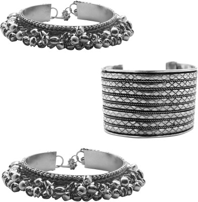 Teejh Alloy Silver Armlet Set(Pack of 3)