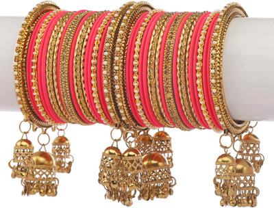 ZINEKA Metal Zircon Gold-plated Bangle Set(Pack of 10)