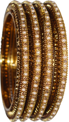 ishika Metal Zircon Gold-plated Bangle Set(Pack of 4)