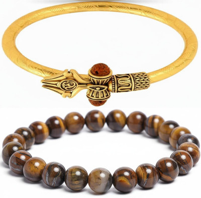 IKONKARR Tiger's Eye, Stainless Steel Bracelet(Pack of 2)