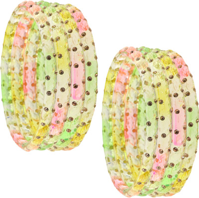 NMII Glass Beads, Diamond, Crystal, Zircon Bangle Set(Pack of 8)