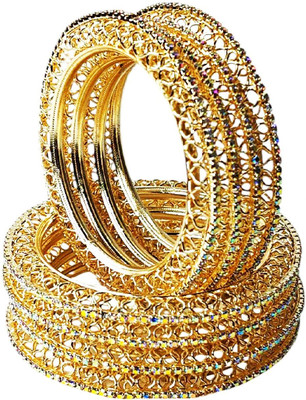The Myzaa Alloy Crystal Gold-plated Bangle Set(Pack of 8)