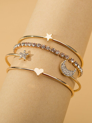 Nehdal Alloy Cubic Zirconia Gold-plated Bracelet(Pack of 4)