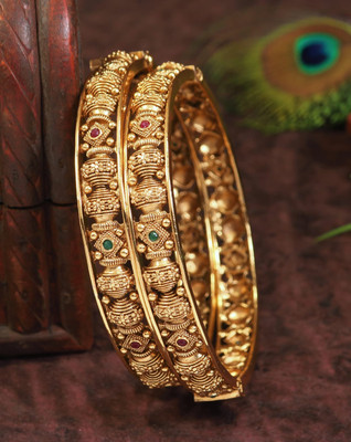 OrnaDzn Zevellery Brass Gold-plated Bangle(Pack of 2)