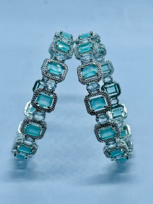 SawariyaCollect Alloy Diamond Silver Bangle Set(Pack of 2)