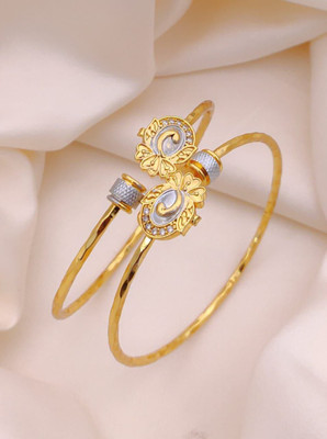 Shreeji imitation Alloy Cubic Zirconia Gold-plated Bangle Set(Pack of 2)